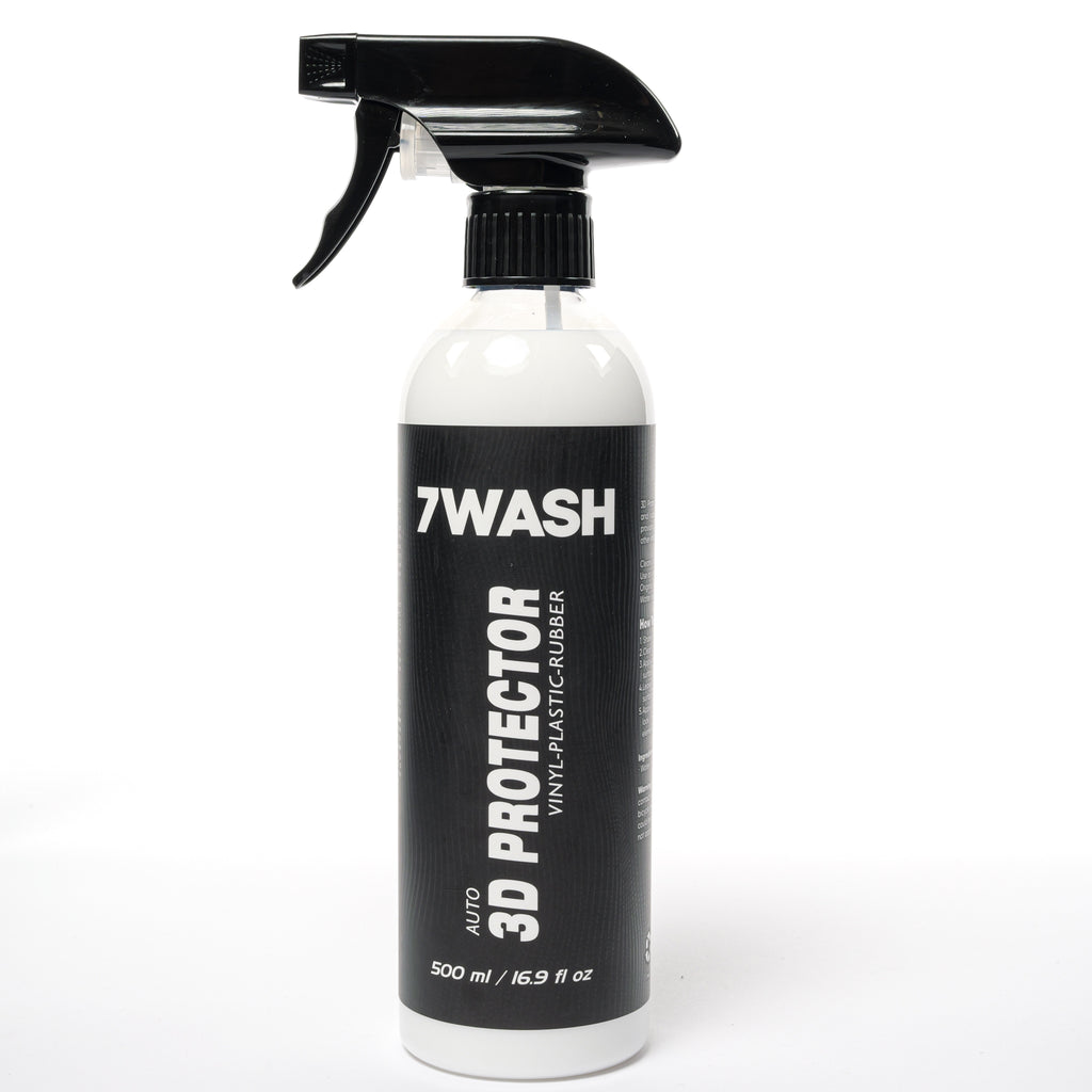 7WASH Kunststoff- & Gummipflege 500 ml 3D Protector für Innen- und Außenbereiche zur Pflege von Kunststoff- und Gummiteilen mit UV-Schutz, Farbauffrischung und professionellem Car Detailing