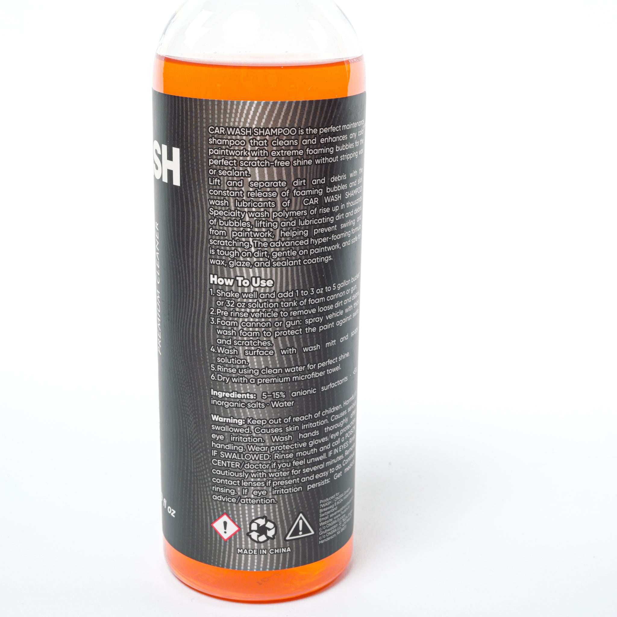 7WASH Autoshampoo 500 ml pH-neutrales Car Wash Shampoo für schonende Lackreinigung, starken Reinigungsschaum und professionelle Autowäsche beim Car Detailing