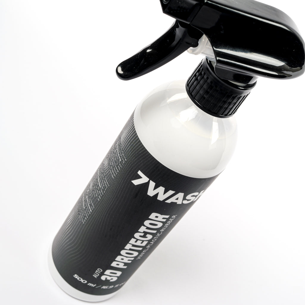 7WASH Kunststoff- & Gummipflege 500 ml 3D Protector für Innen- und Außenbereiche zur Pflege von Kunststoff- und Gummiteilen mit UV-Schutz, Farbauffrischung und professionellem Car Detailing