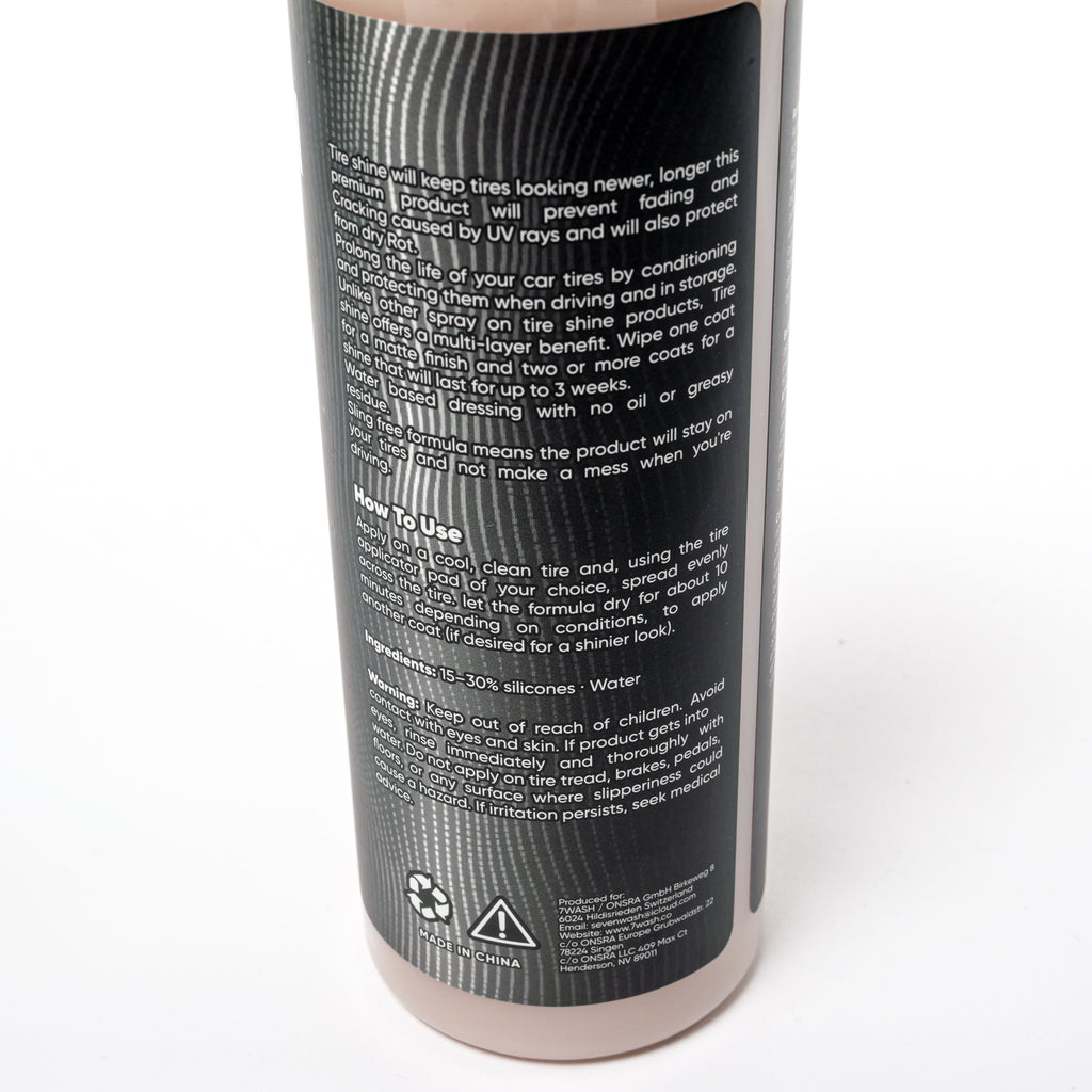7WASH Tire Dressing Extra Shiny 500 ml Reifenglanz Flasche Vorderansicht