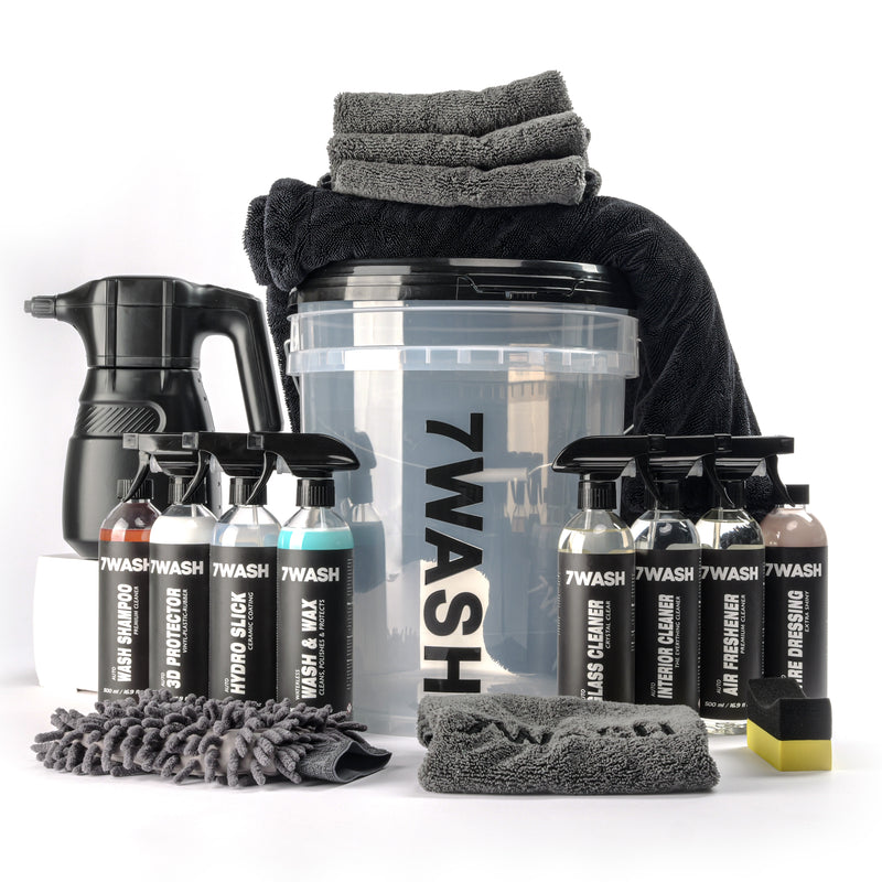 Complete car care set – cordless foam sprayer, bucket & full detailing set 7WASH