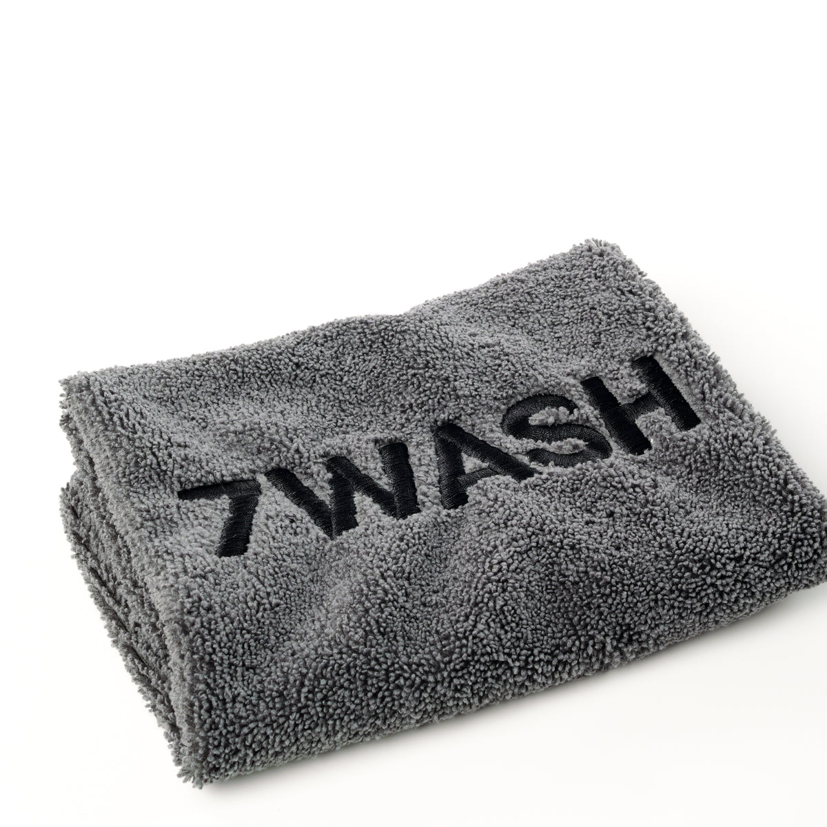 7WASH Premium Mikrofasertuch 40 × 40 cm in Grau mit 7WASH-Logo