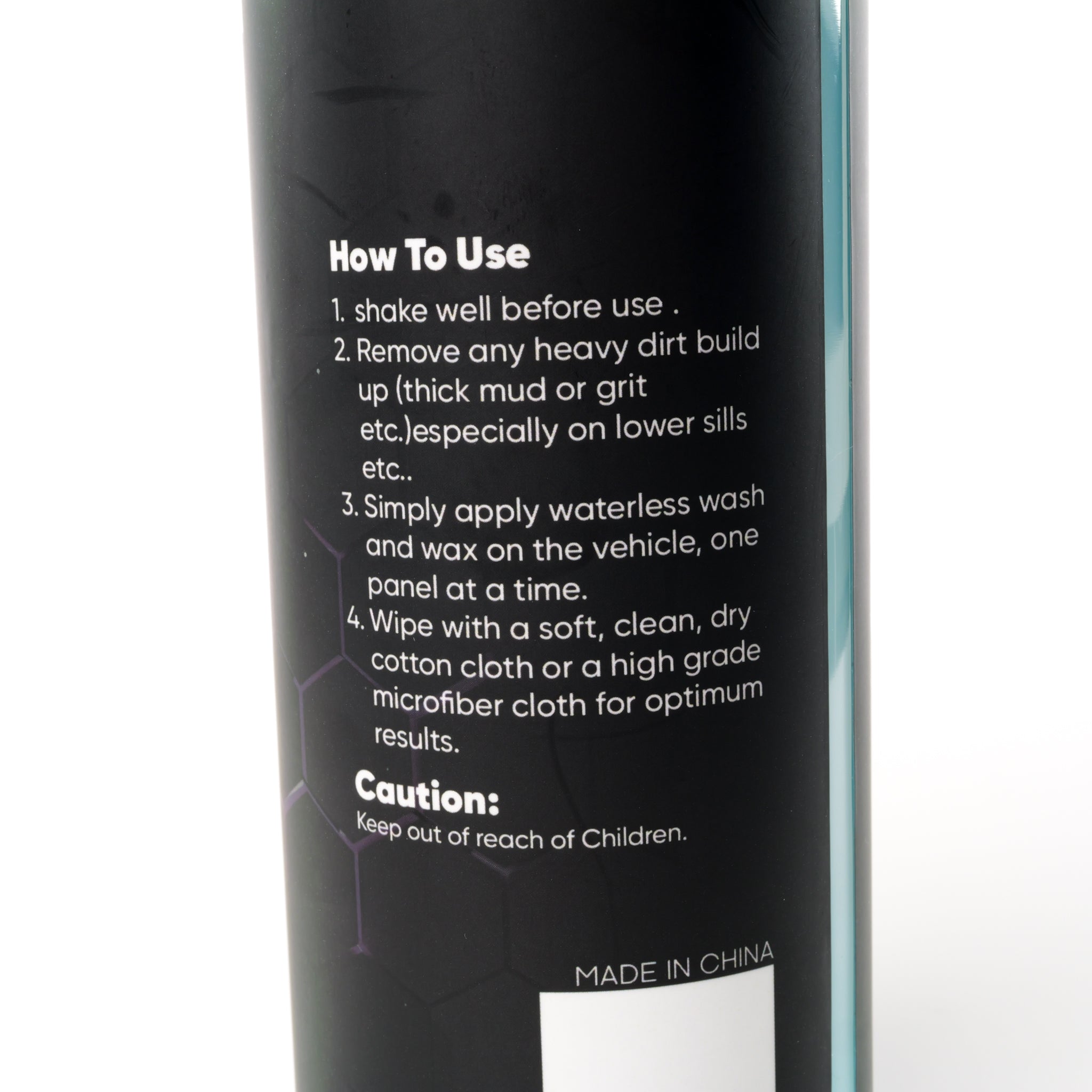 7WASH Wash & Wax Waterless 500 ml Flasche Rückseite mit Anwendungshinweisen