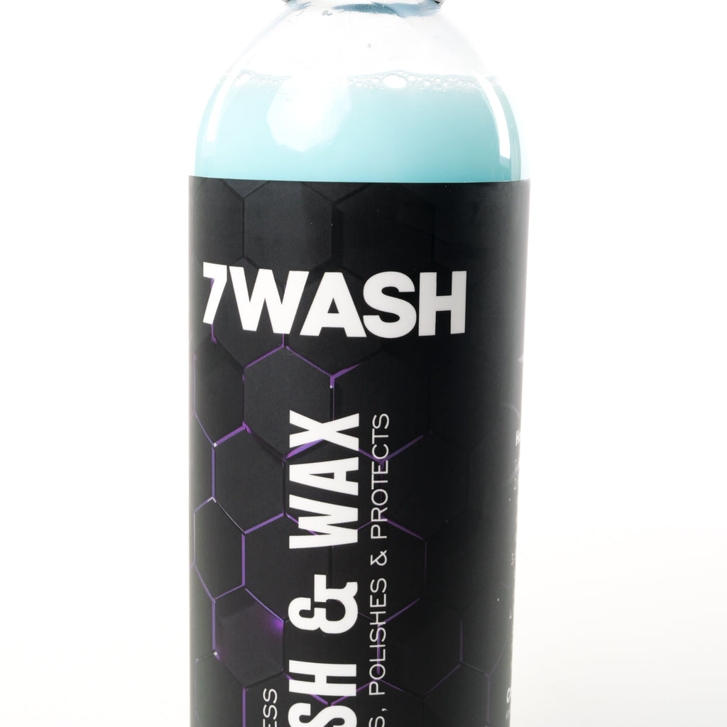 7WASH Wash & Wax Waterless 500 ml Flasche Rückseite mit Anwendungshinweisen