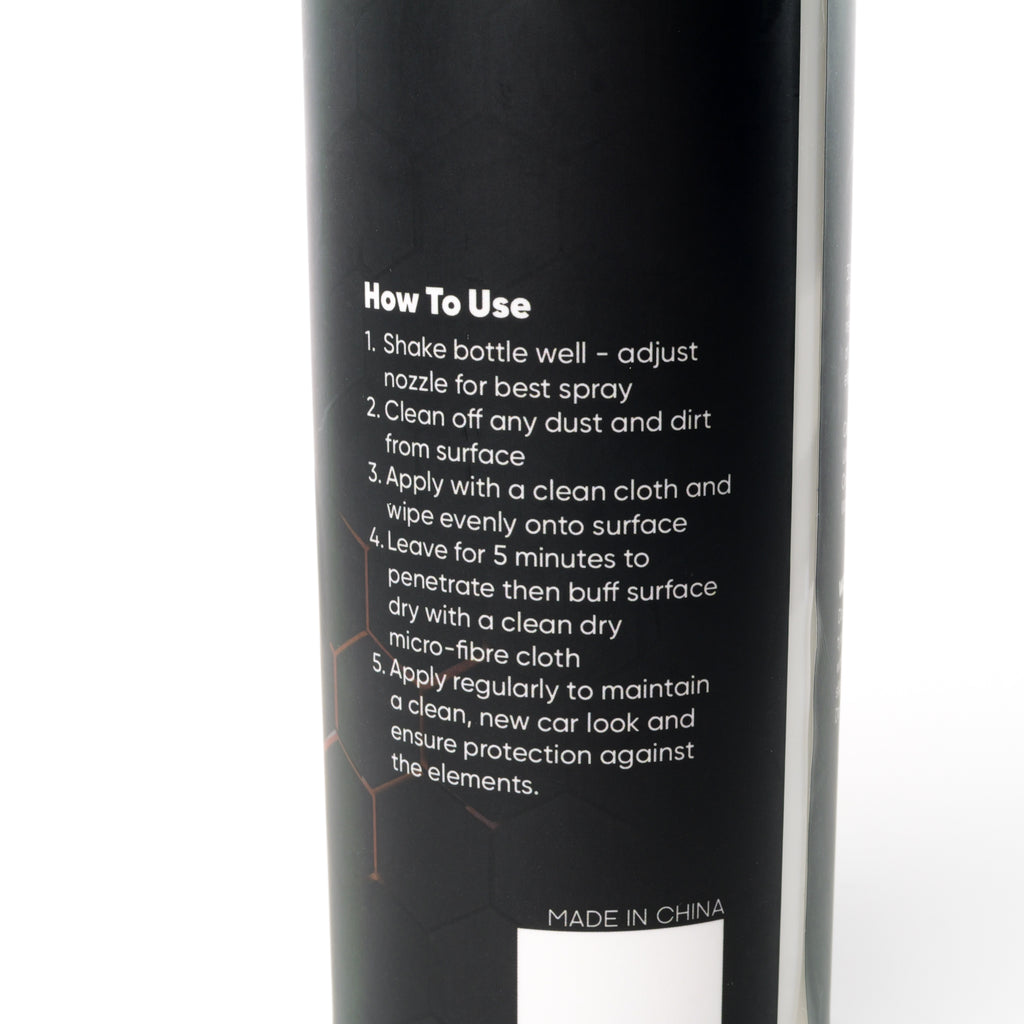 7WASH 3D-Protector 500 ml Kunststoffpflege Flasche Rückseite mit Anwendung